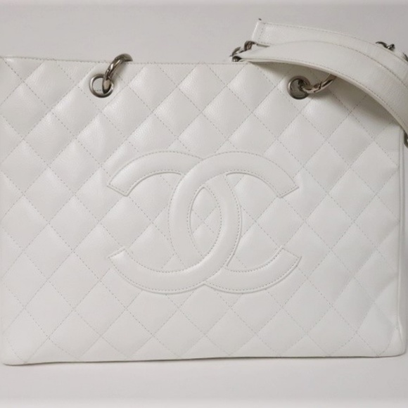 Chanel Grand Shopping Tote White Quilted Caviar - Picture 3 of 8